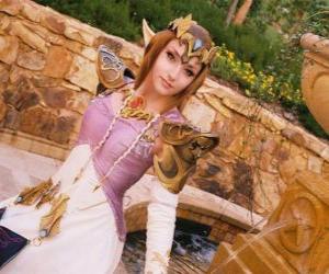 Puzzle Η όμορφη πριγκίπισσα Zelda με ένα τριαντάφυλλο στο χέρι